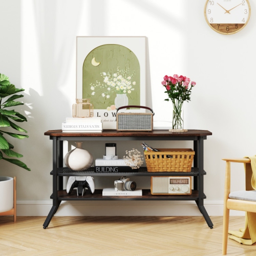 TV Stand with Mesh Storage – 3-Tier Console Table for TVs up to 55", Entryway or Hall Use