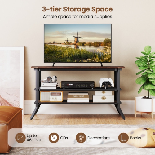 TV Stand with Mesh Storage – 3-Tier Console Table for TVs up to 55", Entryway or Hall Use