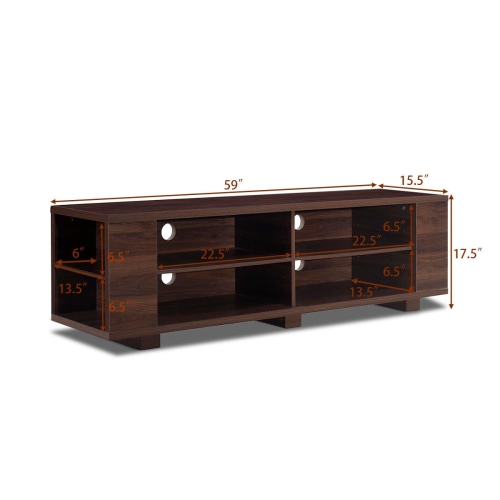 59 Inch Console Storage Entertainment Media Wood TV Stand-Walnut