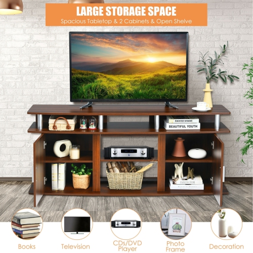 TV Console Center 63-Inch with 2 Cabinets for Stylish Living Room Organization