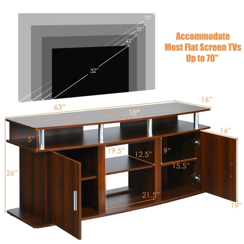 TV Console Center 63-Inch with 2 Cabinets for Stylish Living Room Organization