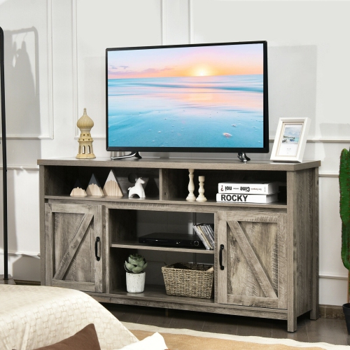 59-Inch TV Stand with Sliding Barn Doors – Media Console Cabinet for TVs up to 65 Inches