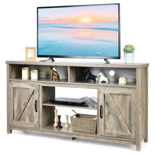 59-Inch TV Stand with Sliding Barn Doors – Media Console Cabinet for TVs up to 65 Inches