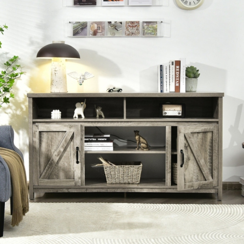 59-Inch TV Stand with Sliding Barn Doors – Media Console Cabinet for TVs up to 65 Inches