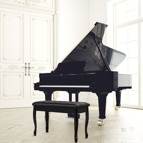 Banc piano en cuir de polyuréthane et bois massif avec rangement - Noir