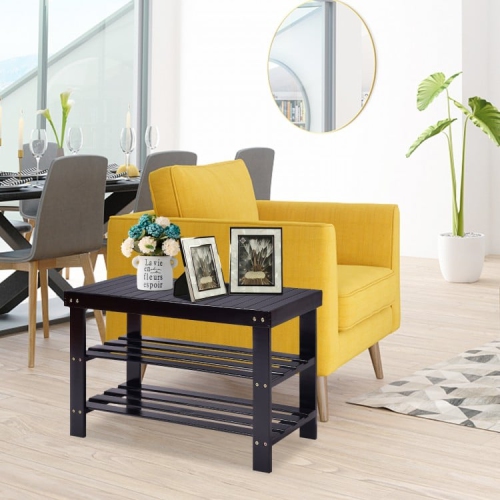 3-Tier Bamboo Shoe Rack Bench for Entryway