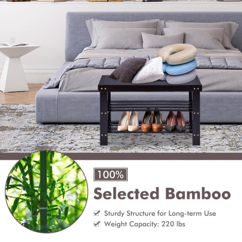 3-Tier Bamboo Shoe Rack Bench for Entryway