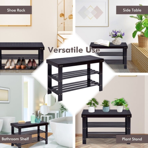 3-Tier Bamboo Shoe Rack Bench for Entryway