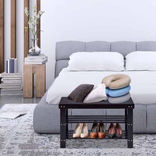 3-Tier Bamboo Shoe Rack Bench for Entryway
