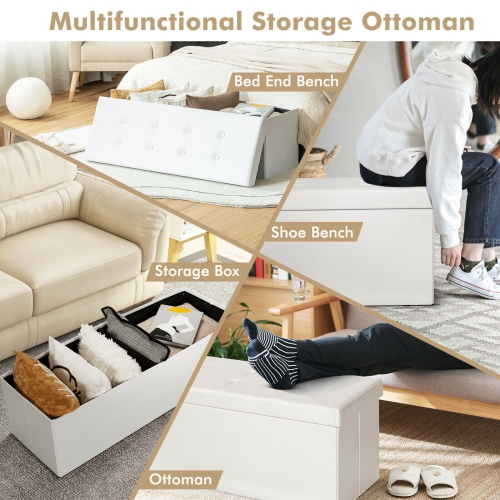 Collapsible Storage Ottoman Bench – Upholstered Lid & Spacious Interior Compartment