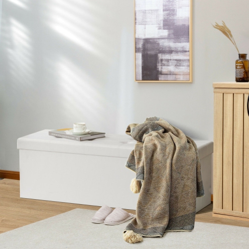 Collapsible Storage Ottoman Bench – Upholstered Lid & Spacious Interior Compartment