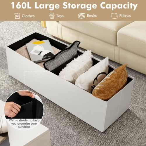 Collapsible Storage Ottoman Bench – Upholstered Lid & Spacious Interior Compartment
