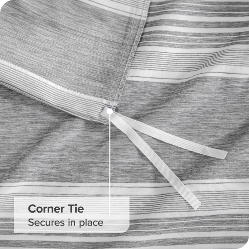 Bare Home Duvet Cover and Sham Set - Premium 1800 Ultra-Soft Brushed Microfiber - Hypoallergenic, Easy Care, Wrinkle Resistant - Stripe - Heather