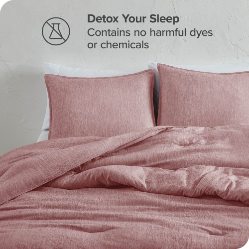 Bare Home Comforter Set - Goose Down Alternative - Ultra-Soft - Hypoallergenic - All Season Breathable Warmth - Heather Rosewood, Queen