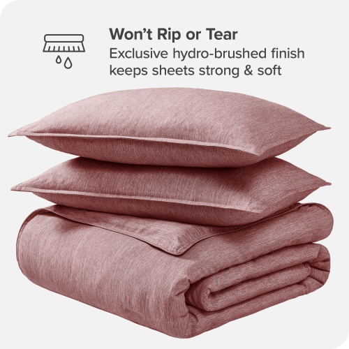 Bare Home Comforter Set - Goose Down Alternative - Ultra-Soft - Hypoallergenic - All Season Breathable Warmth - Heather Rosewood, Queen