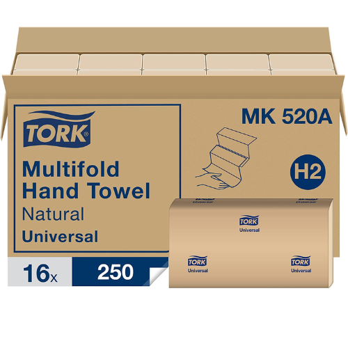 Tork Universal MK520A Multifold Paper Hand Towel, 1-Ply , 9.5" Width x 9.13" Length, Natural,