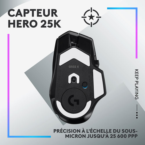 Souris de jeu optique sans fil de 25 000 ppp G502 X PLUS de Logitech - Noir