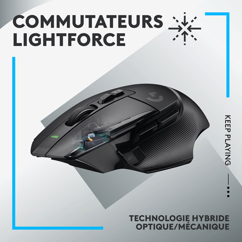 Souris de jeu optique sans fil de 25 000 ppp G502 X LIGHTSPEED de Logitech - Noir