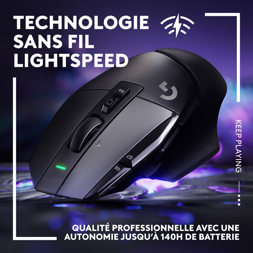 Souris de jeu optique sans fil de 25 000 ppp G502 X LIGHTSPEED de Logitech - Noir