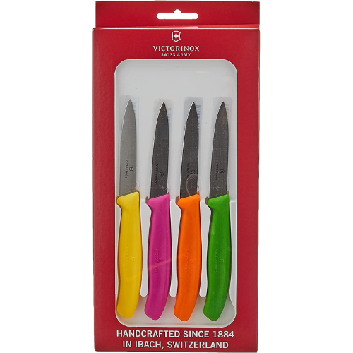 Victorinox 4-Piece Set of 3.25 Inch Swiss Classic Paring Knives with Straight Edge, Spear Point