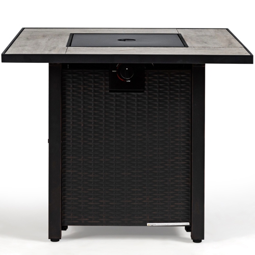 Gymax 30'' Gas Fire Table 50,000 BTU Square Propane Fire Pit Table Patio Yard