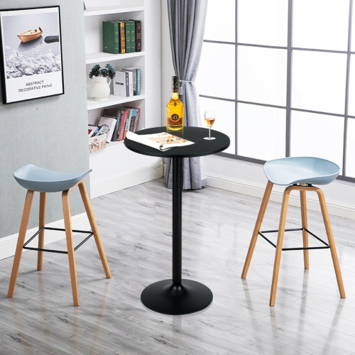 Gymax 24" Round Pub Table Bistro Bar Height Cocktail Table W/Metal Base Indoor Black