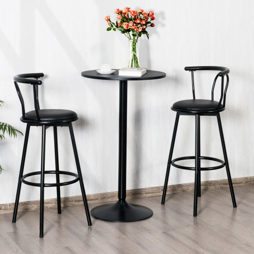 Gymax 24" Round Pub Table Bistro Bar Height Cocktail Table W/Metal Base Indoor Black