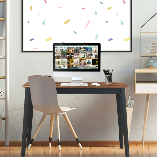 Gymax Mid Century Modern Rectangular Dining Room Table w/ Solid Wooden Legs Walnut