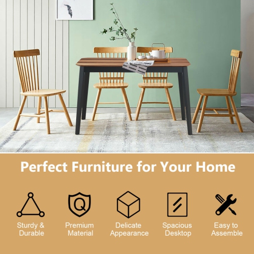 Gymax Mid Century Modern Rectangular Dining Room Table w/ Solid Wooden Legs Walnut