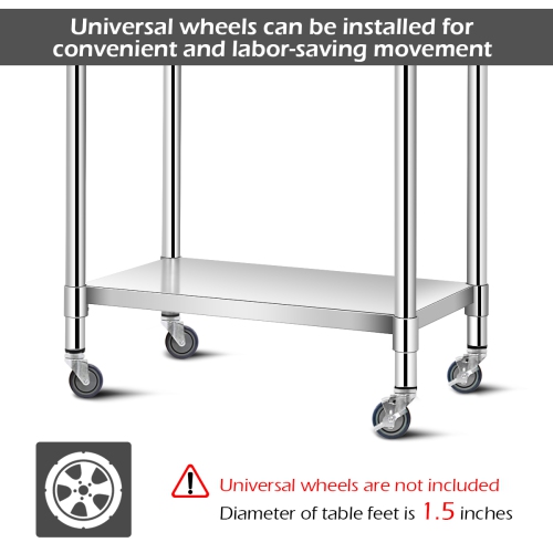 Gymax 24'' x 36'' Stainless Steel Food Prep & Work Table Commercial Kitchen Worktable