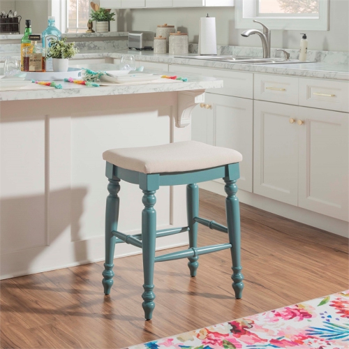 Linon Marino 25" Wood Backless Counter Stool in Blue