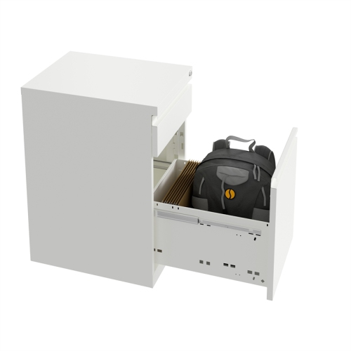 Hirsh 20-inch Deep Mobile Pedestal File 2 Drawer Metal Box Backpack White