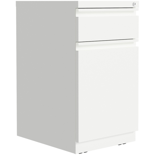 Hirsh 20-inch Deep Mobile Pedestal File 2 Drawer Metal Box Backpack White