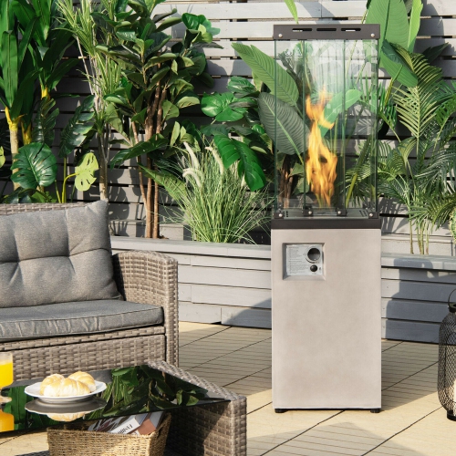 Marque Gymax Chauffage 12 kW de Patio au Propane avec conduit en verre autoportant Chauffe-terrasse au gaz avec des roues et housse de protection