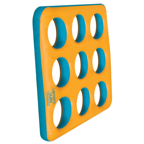 80" Yellow and Blue Inflatable Circular Pattern Island Square Pool Float Toy