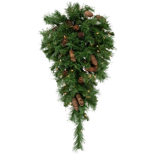 Pre-Lit Dakota Red Pine Artificial Christmas Teardrop Swag - 30" - Clear AlwaysLit Lights