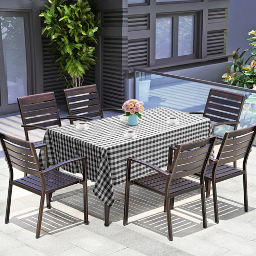 Gymax 10Pcs 60"x126" Rectangular Polyester Tablecloth Black & White Checker Party