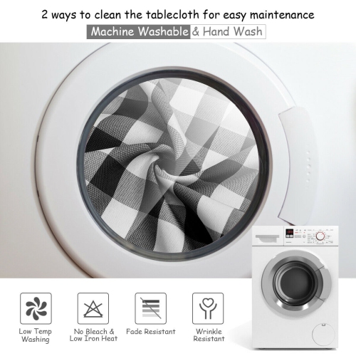 Gymax 10Pcs 60"x126" Rectangular Polyester Tablecloth Black & White Checker Party