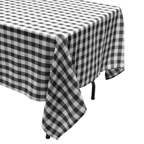 Gymax 10Pcs 60"x126" Rectangular Polyester Tablecloth Black & White Checker Party