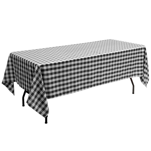 Gymax 10Pcs 60"x126" Rectangular Polyester Tablecloth Black & White Checker Party