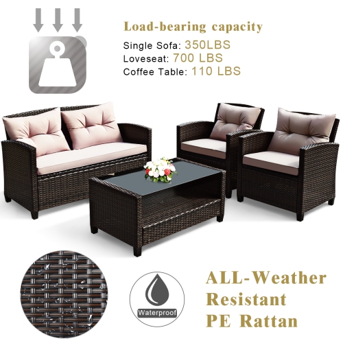 Gymax 8pcs Outdoor Rattan Sectional Sofa Set w/Cushion Armrest Patio