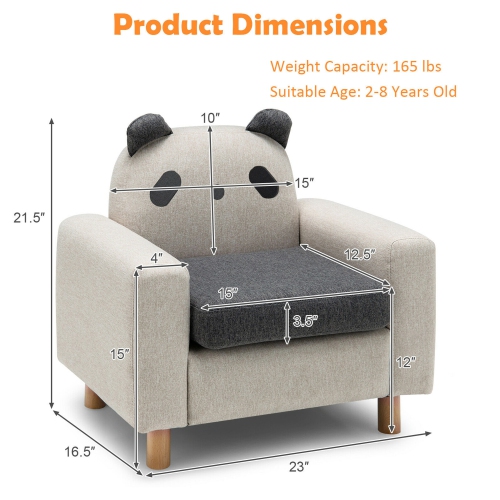 Gymax Kids Dinosaur/Panda/Chick Sofa Wooden Armrest Chair Couch w/ Thick Cushion Beech Legs Gift