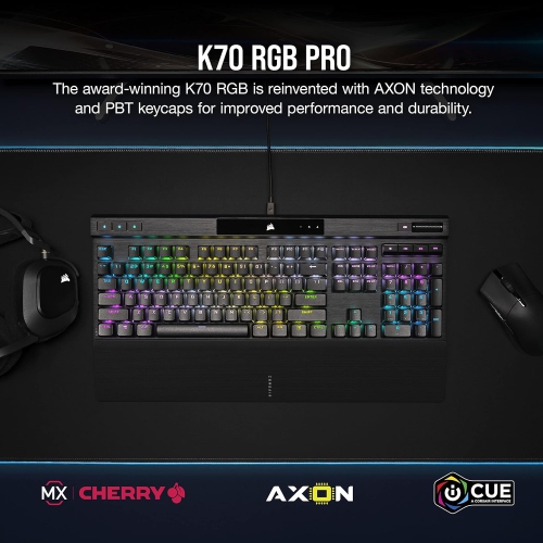 Clavier de jeu mécanique K70 RGB PRO avec touches PBT DOUBLE matériau PRO — VITESSE CHERRY® MX