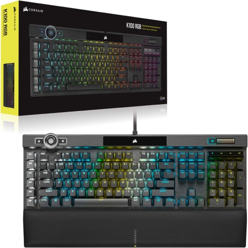 Clavier de jeu mécanique K100 RGB de Corsair - touches CHERRY MX SPEED RVB Silver - technologie AXON Hyper-Processing pour un débit 4x fois plus