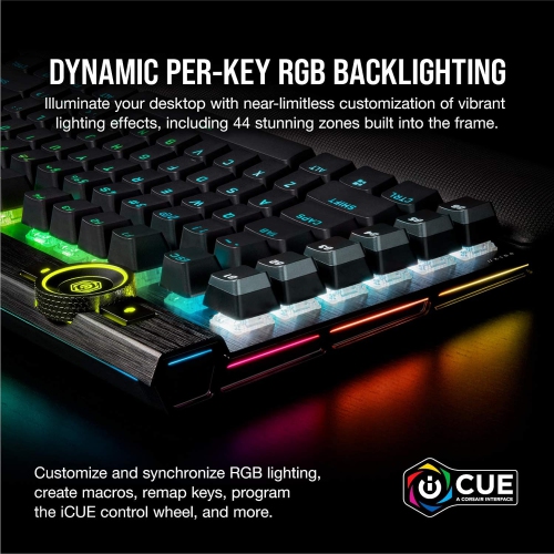 Clavier de jeu mécanique K100 RGB de Corsair - touches CHERRY MX SPEED RVB Silver - technologie AXON Hyper-Processing pour un débit 4x fois plus