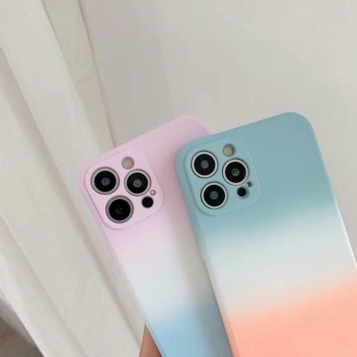 For Apple iPhone 12 Pro max Coral + Gray Smart Shockproof Liquid Silicone Full Camera Protective Cover Case