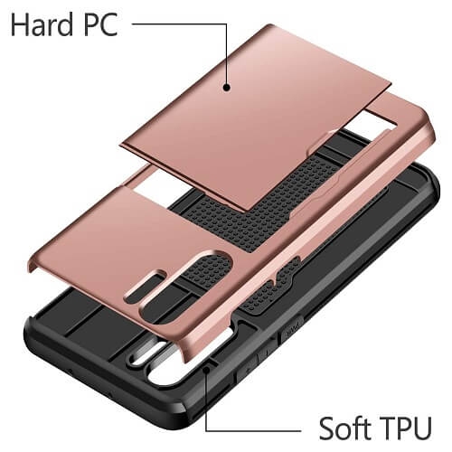 For Huawei P30 Pro Rose Gold Shockproof Card Slot Wallet Heavy Duty Case Tough 360 Cover Case