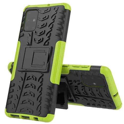 Samsung Galaxy A71 Green Case Shockproof Heavy Duty Tough Kickstand Protective Rugged Case Cover