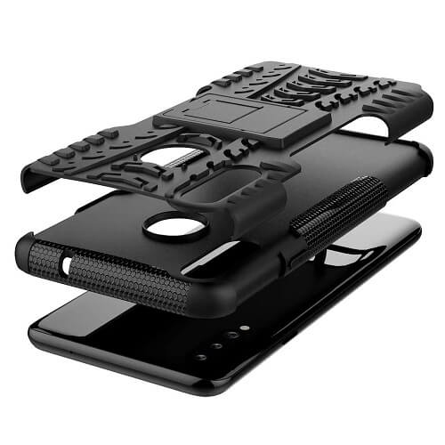 Samsung Galaxy A20s Black Case Shockproof Heavy Duty Tough Kickstand Protective Rugged Case Cover