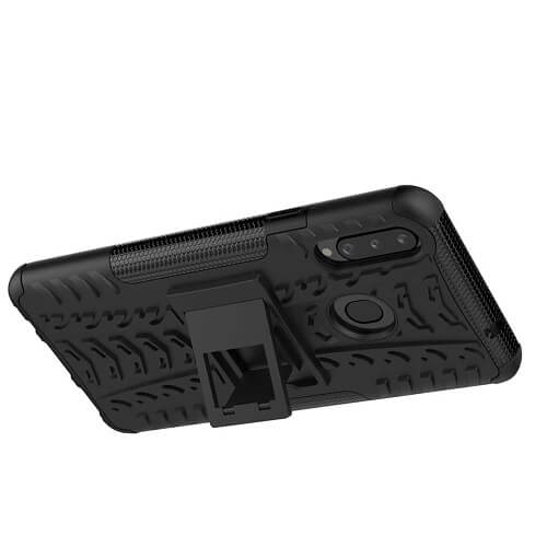 Samsung Galaxy A20s Black Case Shockproof Heavy Duty Tough Kickstand Protective Rugged Case Cover